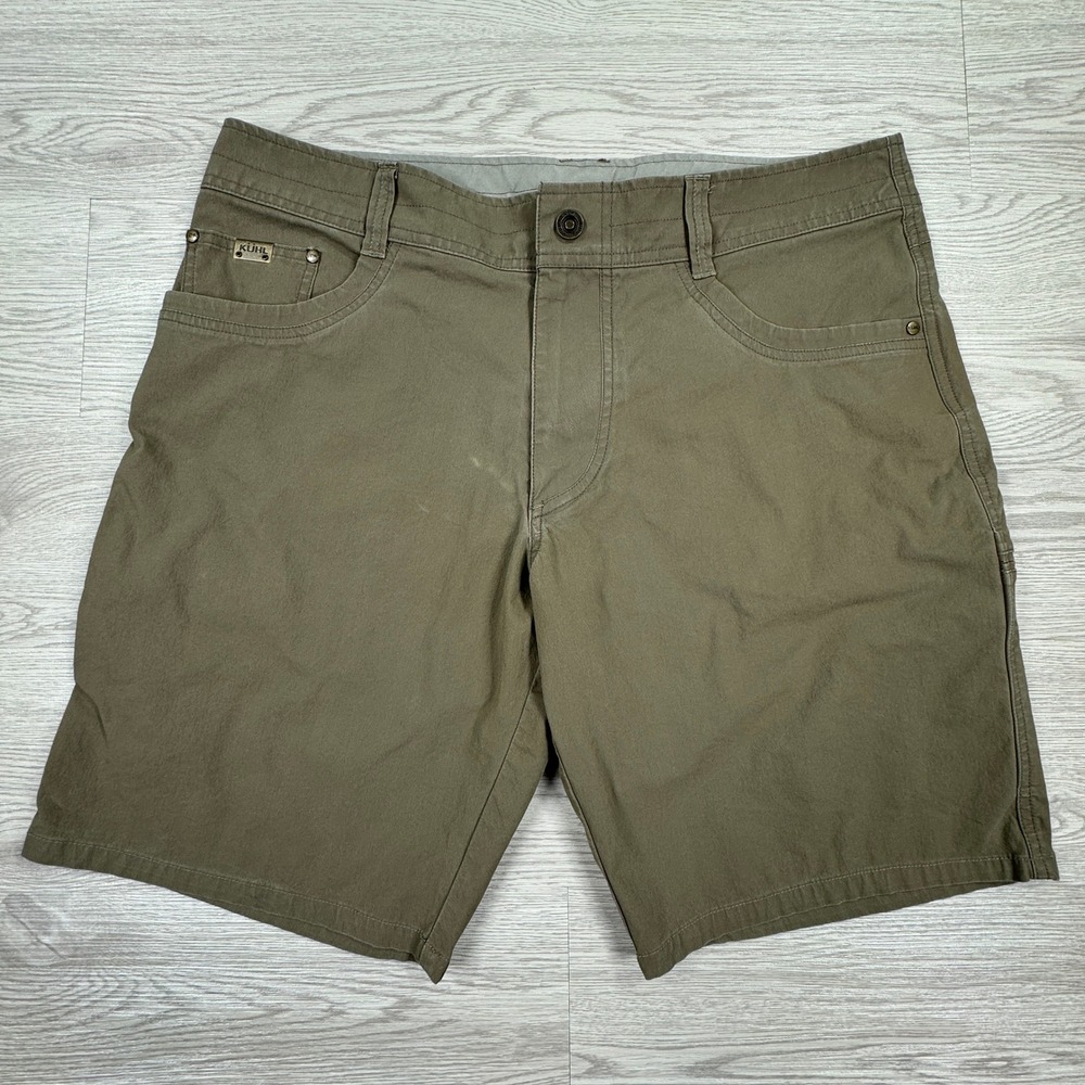 Kuhl Men's Shorts Rydr Cargo Hiking Work Brown Sz 36 Stretch Cotton Blend Pocket
